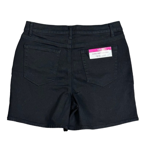 Women's Faith Jeans 12 Large Shorts Black Jean Denim Hi Rise Stud Stretch NWT - Picture 4 of 9
